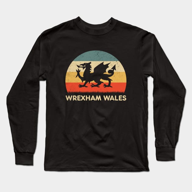 Retro Sunset Wrexham Wales Long Sleeve T-Shirt by Symmetry Stunning Portrait